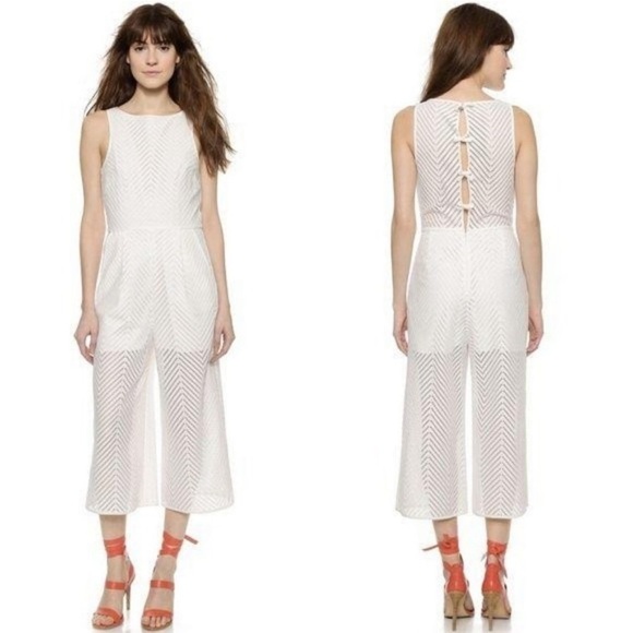 Tibi Lace Chevron Open Back Sleeveless Jumpsuit
